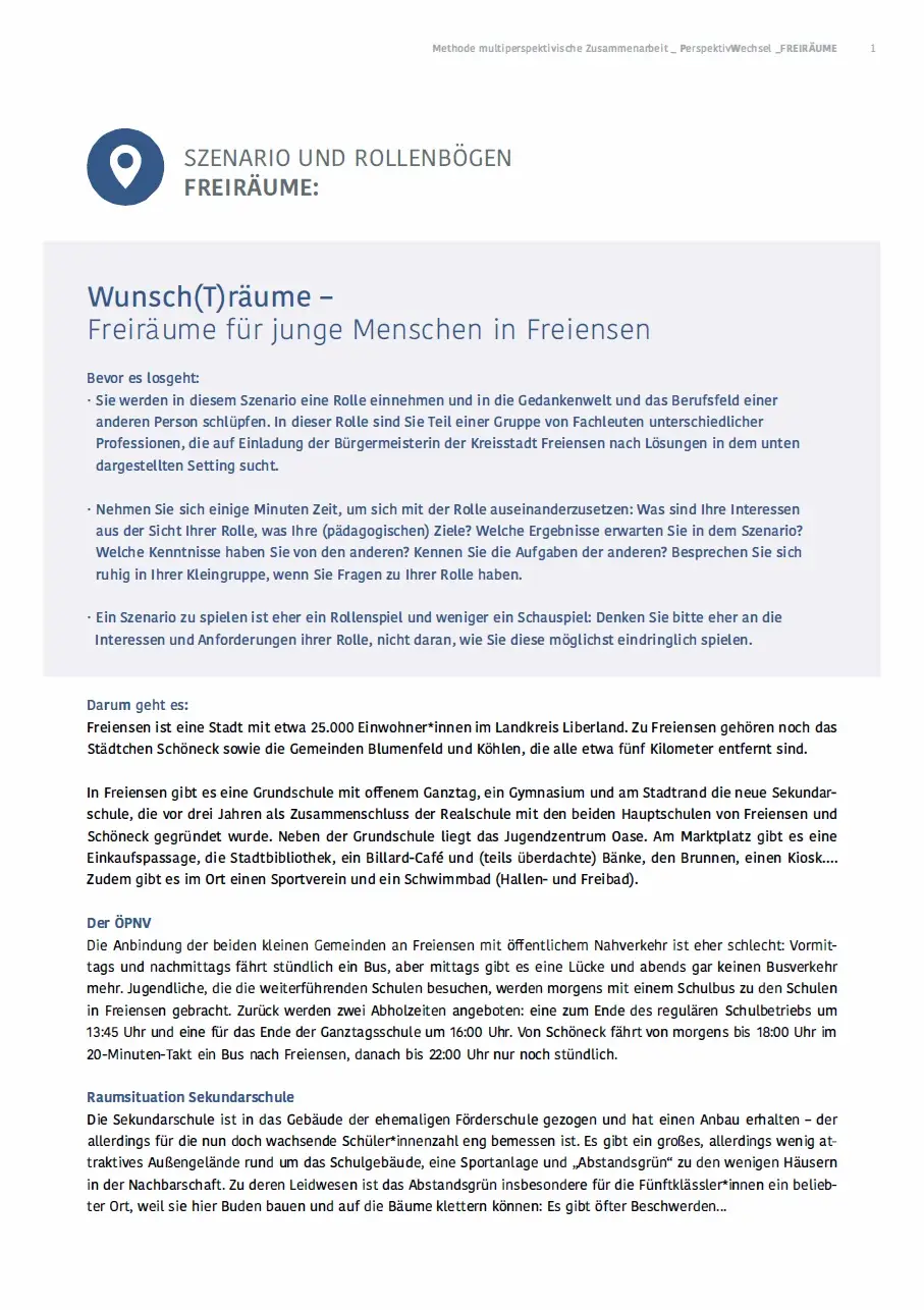 Titelseite Szenario Freiräume