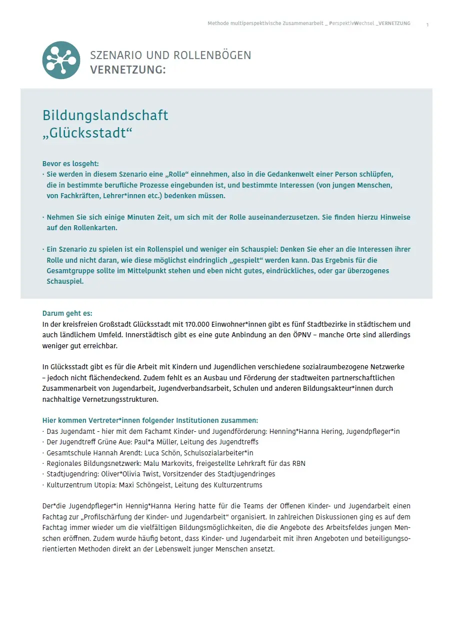 Titelseite Szenario Vernetzung