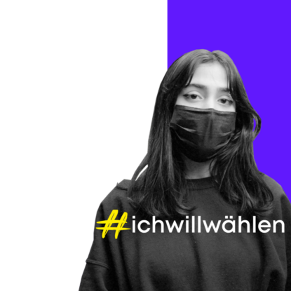 Design ohne Titel (3) Mädchen mit Maske #ichwillwählen